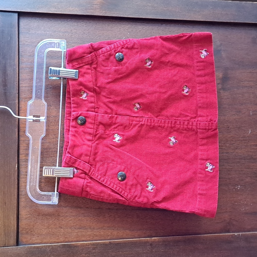 Crew Cuts size 3 red corduroy terrier dog detail skirt w 4 pockets